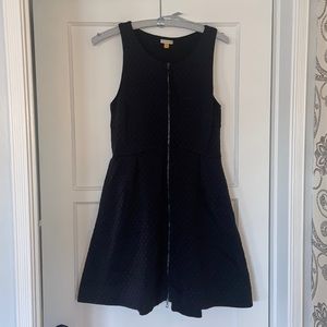 Anthropologie black dress.Size 12. Black w/ black polka-dots. Zips top to bottom
